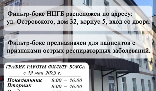 С 19 мая фильтр-бокс Новокуйбышевской центральной городской больницы будет работать по следующему графику.